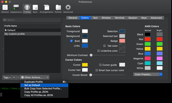 iterm-profiles-set-as-default